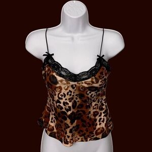 PrettyLittleThing Leopard Print Camisole with Black Lace